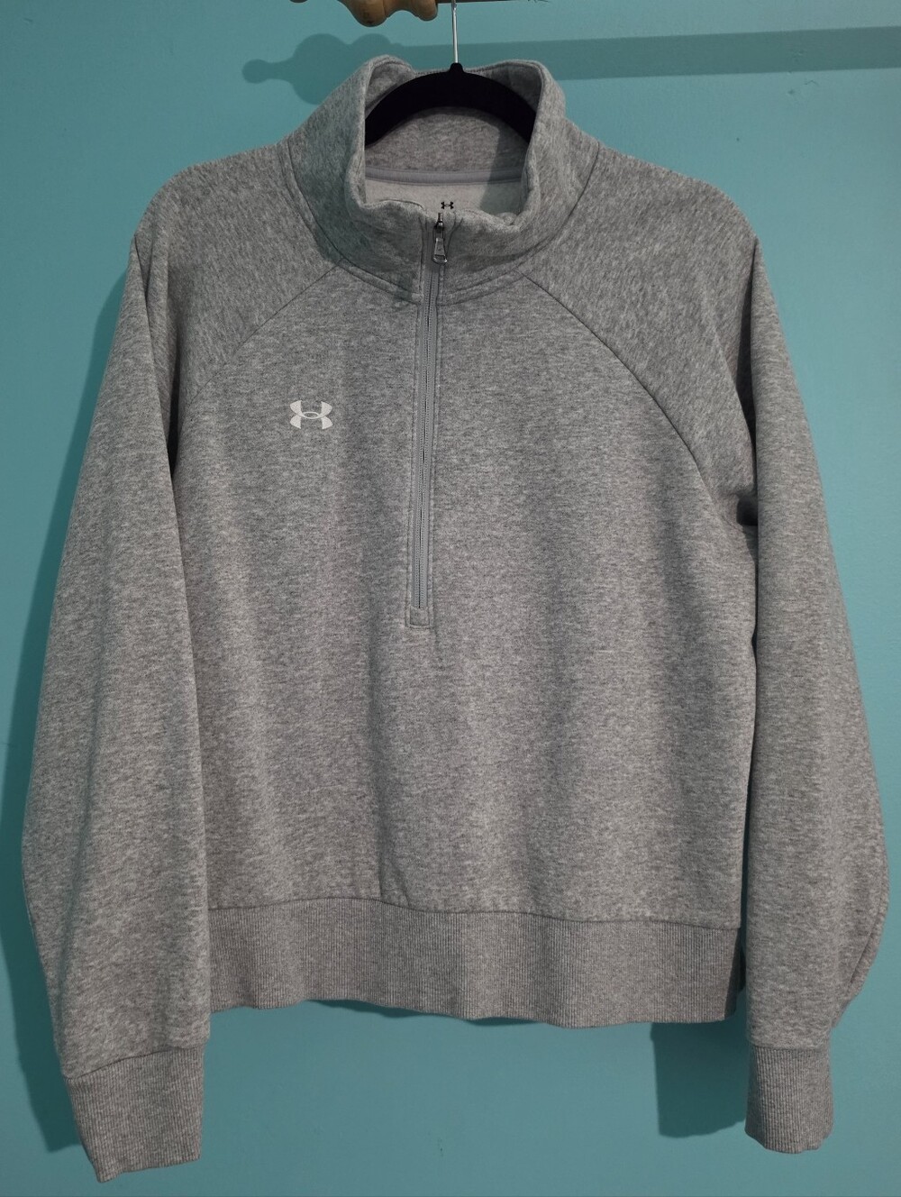 Under Armour Women's Rival Fleece Half Zip Top Gray Light Heather Sz M EUC $55 - Picture 16 of 16